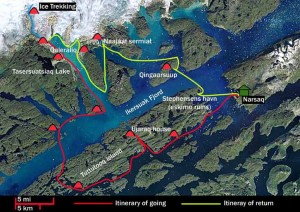 kayaking in greenland map